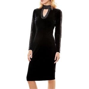 Premier Amour Black Velvet Studded Dress